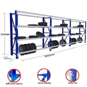 2.4M x 6M x 0.6M 2400KG Tyre Rack